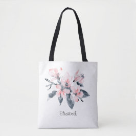 Roze en grijze bloemen Classy-Waterverf Tote Bag