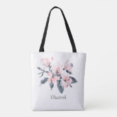 Roze en grijze bloemen Classy-Waterverf Tote Bag (Achterkant)