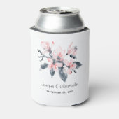 Roze en grijze bloemen Classy Waterverf Weddenscha Blikjeskoeler (Blikje Achterkant)