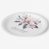 Roze en grijze bloemen Classy Waterverf Weddenscha Papieren Bordje (Gekanteld)