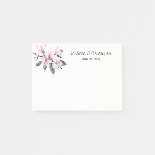 Roze en grijze bloemen Classy Waterverf Weddenscha Post-it® Notes (Voorkant)