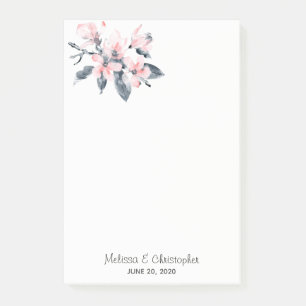 Roze en grijze bloemen Classy Waterverf Weddenscha Post-it® Notes
