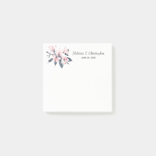 Roze en grijze bloemen Classy Waterverf Weddenscha Post-it® Notes (Voorkant)
