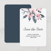 Roze en grijze bloemen Classy Waterverf Weddenscha Save The Date (Voorkant / Achterkant)