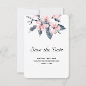 Roze en grijze bloemen Classy Waterverf Weddenscha Save The Date (Voorkant)