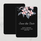 Roze en grijze bloemen Classy Waterverf Weddenscha Save The Date (Voorkant / Achterkant)