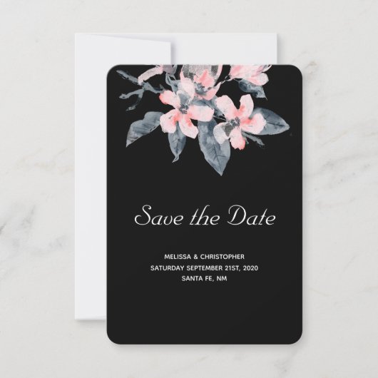 Roze en grijze bloemen Classy Waterverf Weddenscha Save The Date (Voorkant)