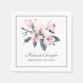 Roze en grijze bloemen Classy Waterverf Weddenscha Servet (Voorkant)