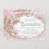 Roze en grijze bloemen Quinceañera Kaart (Voorkant / Achterkant)