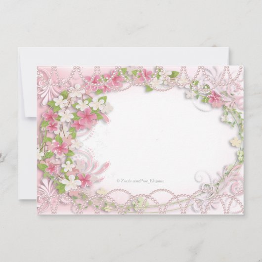 Roze en grijze bloemen Quinceañera Kaart (Achterkant)