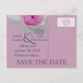 Roze en Grijze Bloemen Red de Datum Briefkaart (Achterkant)