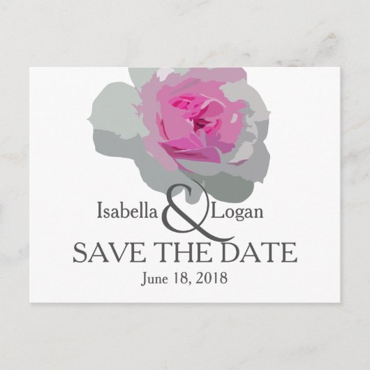 Roze en Grijze Bloemen Red de Datum Briefkaart (Voorkant)