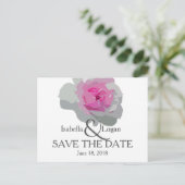 Roze en Grijze Bloemen Red de Datum Briefkaart (Staand voorkant)