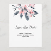Roze en grijze bloemen Waterverf Opslaan datum Uitnodiging Briefkaart (Voorkant)