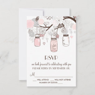 Roze en grijze bloemenvazen RSVP-kaarten RSVP Kaartje