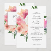 Roze en grijze bloemige botanische trouw V2 Kaart (Voorkant / Achterkant)