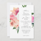 Roze en grijze bloemige botanische trouwkaart V2 Kaart (Voorkant)