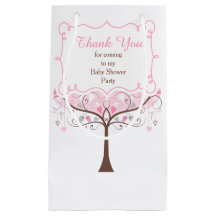Roze en grijze bloemrijke vogel baby shower bedank