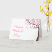 Roze en Grijze Bloemvogel Moederdag Kaart (Gele Bloem)