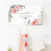 Roze en grijze boho bloemenkinderfeest spandoek (Insitu)