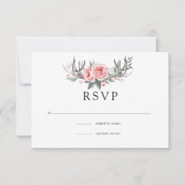 Roze en grijze Boho Floral Wedding RSVP Kaartje