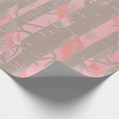 Roze en grijze boombossen cadeaupapier (Hoek)