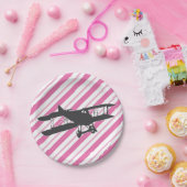 Roze en grijze  Borden voor vliegtuigpapier Papieren Bordje (Feest)