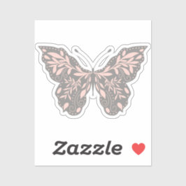 Roze en grijze botanische vlinder sticker