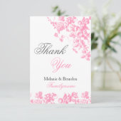 Roze en grijze bruiloft bedankt je kaarten Wedding (Staand voorkant)