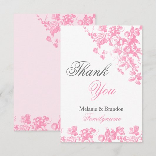 Roze en grijze bruiloft bedankt je kaarten Wedding (Voorkant / Achterkant)