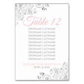 Roze en grijze bruiloft Tabelnummer w/Zitkuur Kaart (Achterkant)