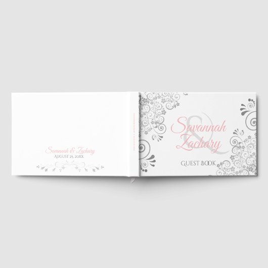 Roze en grijze bruine bruiddans gastenboek (Volledig)
