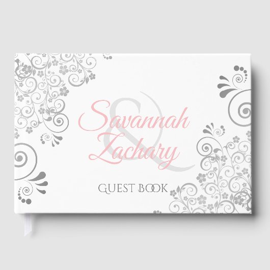 Roze en grijze bruine bruiddans gastenboek (Voorkant)