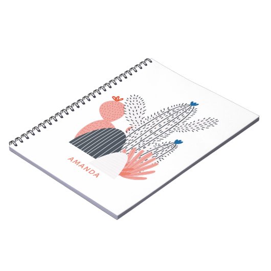 Roze en grijze cactus. Moderne cacti. Succulent Notitieboek (Linkerzijde)