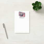 Roze en grijze camera fotografie gepersonaliseerd post-it® notes (Kantoor)