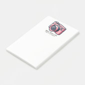 Roze en grijze camera fotografie gepersonaliseerd post-it® notes (Schuin)