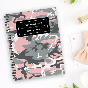 Roze en grijze camouflage, camouflage, militair, l notitieboek