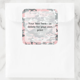 Roze en grijze camouflage, camouflage, militair, l vierkante sticker