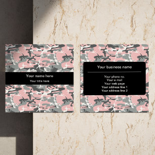 Roze en grijze camouflage, camouflage, militair, l vierkante visitekaartje