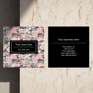 Roze en grijze camouflage, camouflage, militair, l vierkante visitekaartje