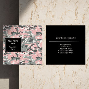 Roze en grijze camouflage, camouflage, militair, l vierkante visitekaartje
