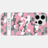 Roze en grijze camouflage gepersonaliseerd Case-Mate iPhone case (Achterkant (horizontaal))