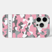 Roze en grijze camouflage gepersonaliseerd Case-Mate iPhone case (Achterkant (horizontaal))