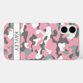 Roze en grijze camouflage gepersonaliseerd Case-Mate iPhone case (Achterkant (horizontaal))