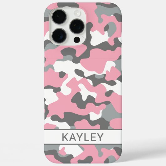 Roze en grijze camouflage gepersonaliseerd Case-Mate iPhone case (Achterkant)