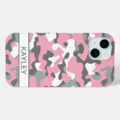 Roze en grijze camouflage gepersonaliseerd Case-Mate iPhone case (Achterkant (horizontaal))