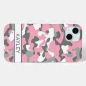 Roze en grijze camouflage gepersonaliseerd Case-Mate iPhone case (Achterkant (horizontaal))