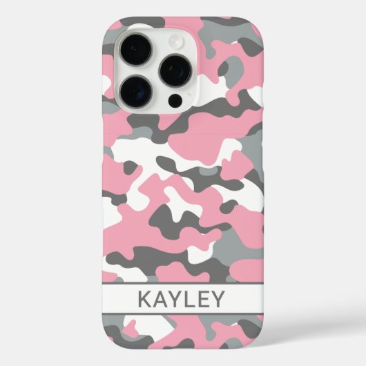Roze en grijze camouflage gepersonaliseerd Case-Mate iPhone case (Achterkant)