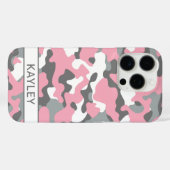 Roze en grijze camouflage gepersonaliseerd Case-Mate iPhone case (Achterkant (horizontaal))