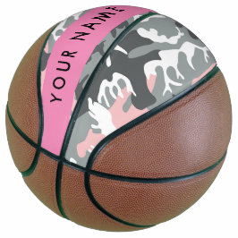 Roze en Grijze Camouflage Jouw naam Personaliseren Basketbal